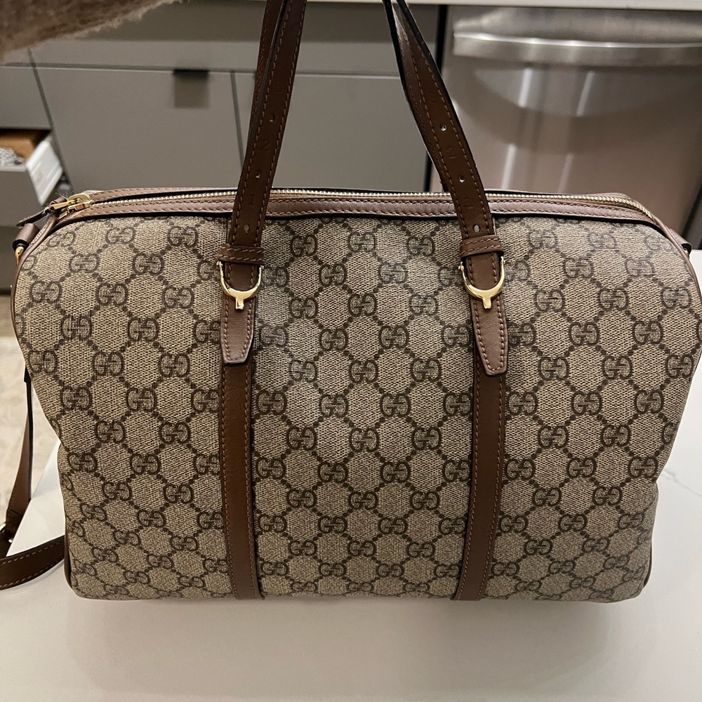 Gucci Monogram Canvas and Leather Handbag